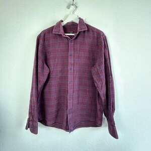 Untuckit Mens Red Plaid Long Sleeve Button-Up Barry Shirt XL Casual Lightweight